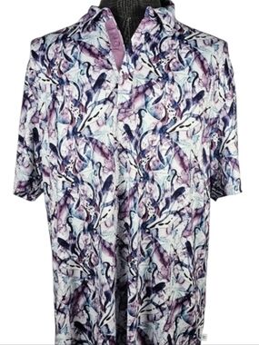 7 Diamonds Men's Purple Patterned Poly Blend Golf Polo Casual Sport Size XL